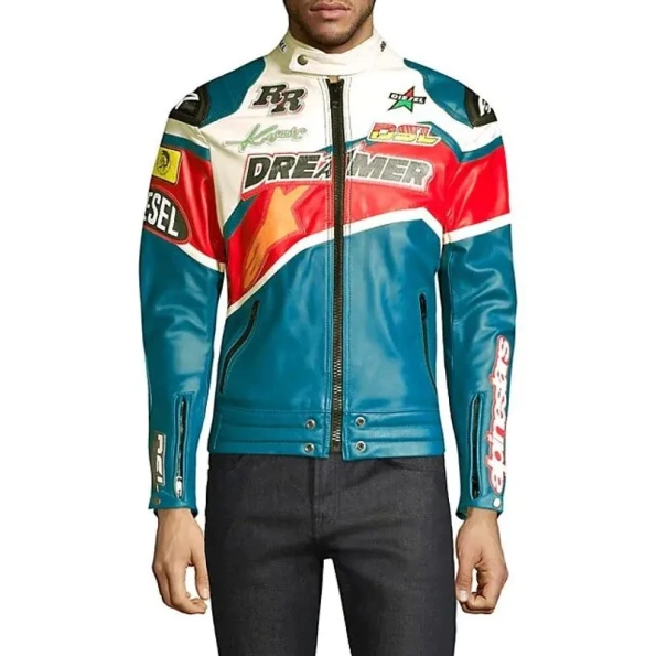 pelle pelle mens racer dreamer blue jacket, pelle pelle store, pelle pelle jacket, blue leather jacket