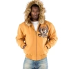 pelle pelle mens 1978 hooded jacket, pelle pelle store, pelle pelle jacket,yellow wool jacket