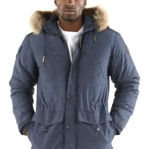Pelle Pelle Navy Blue Fur Hooded Wool Jacket view 1