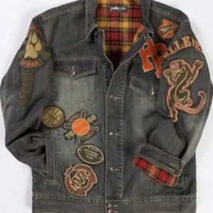 Pelle Pelle Varsity Bomber Gray Denim Jacket