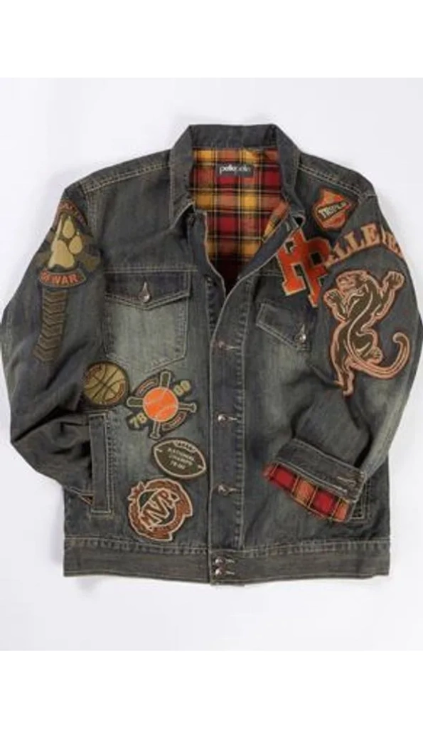 Pelle Pelle Varsity Bomber Gray Denim Jacket