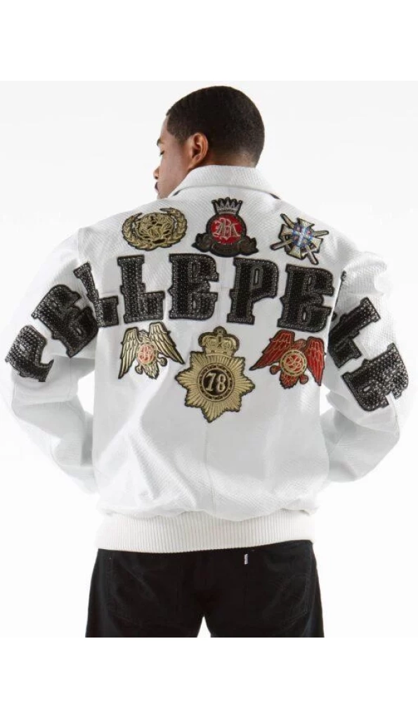 Pelle Pelle Mens White Patched Jacket