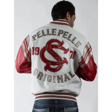 pelle pelle white and red leather jacket, pelle pelle store, pelle pelle jacket, white and red leather jacket