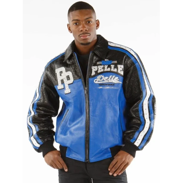 pelle pelle famous blue leather jacket, pelle pelle store, pelle pelle jacket, blue leather jacket