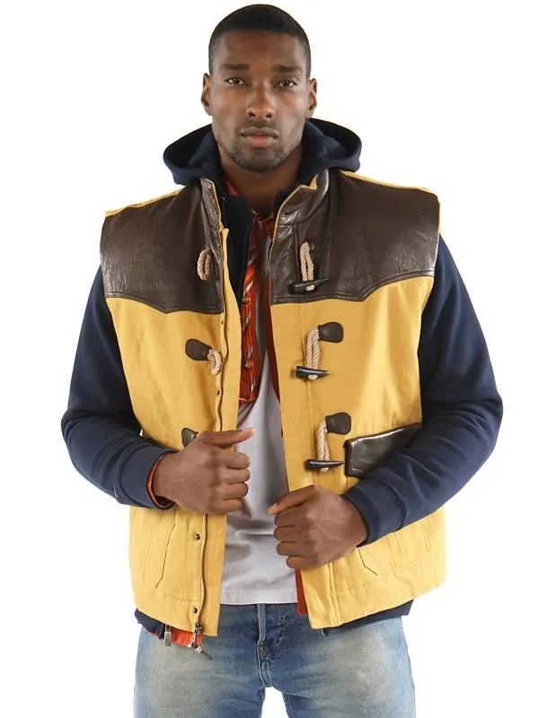 Pelle Pelle Mens Yellow And Brown Vest