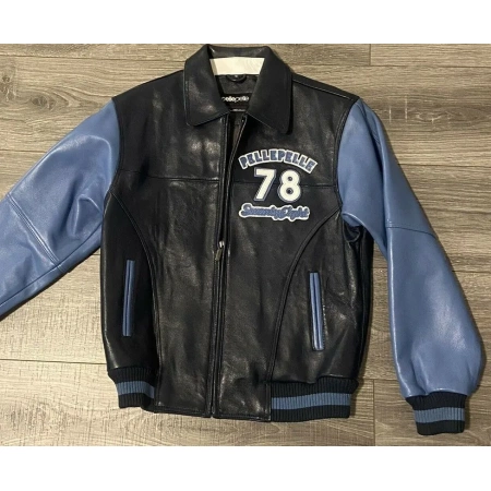 pelle pelle blue throwback leather jacket, pelle pelle store, pelle pelle jacket, blue leather jacket