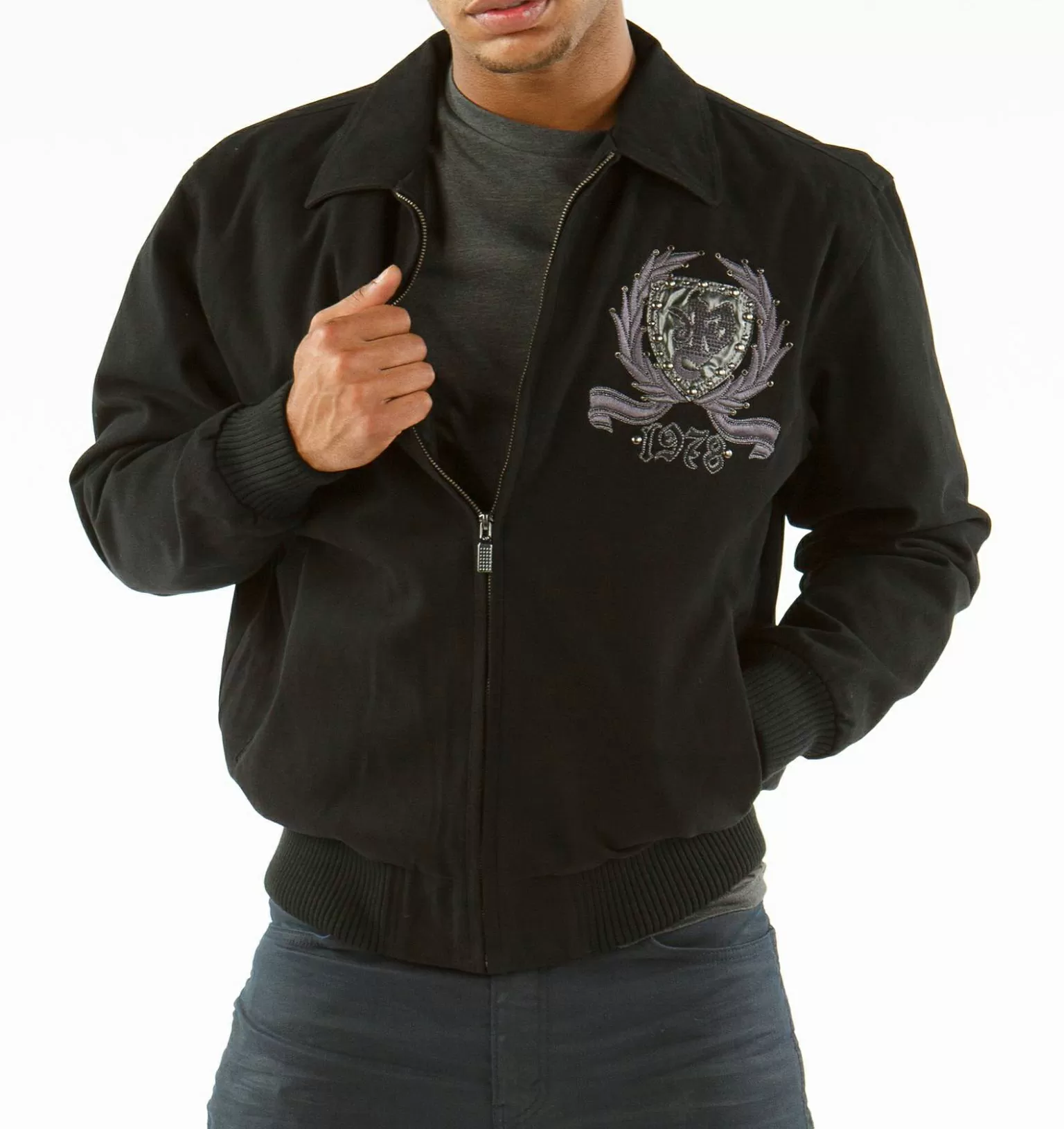 Best Pelle Pelle Black Zipper Wool Jacket view 2