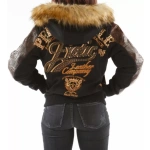 Pelle Pelle Brown Exotic Fur Hood Jacket