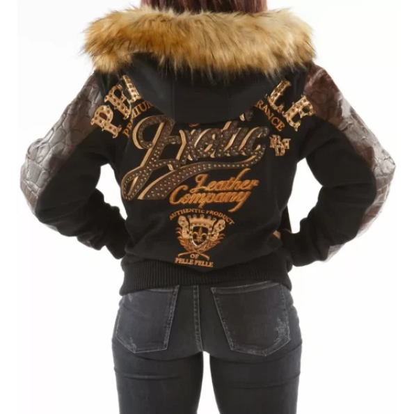 Pelle Pelle Brown Exotic Fur Hood Jacket