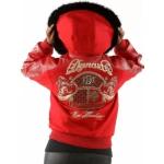 Pelle Pelle Royal Red Fur Hood Leather Jacket