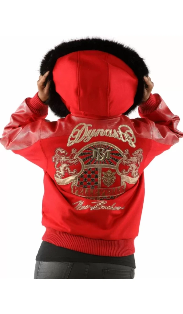 Pelle Pelle Royal Red Fur Hood Leather Jacket