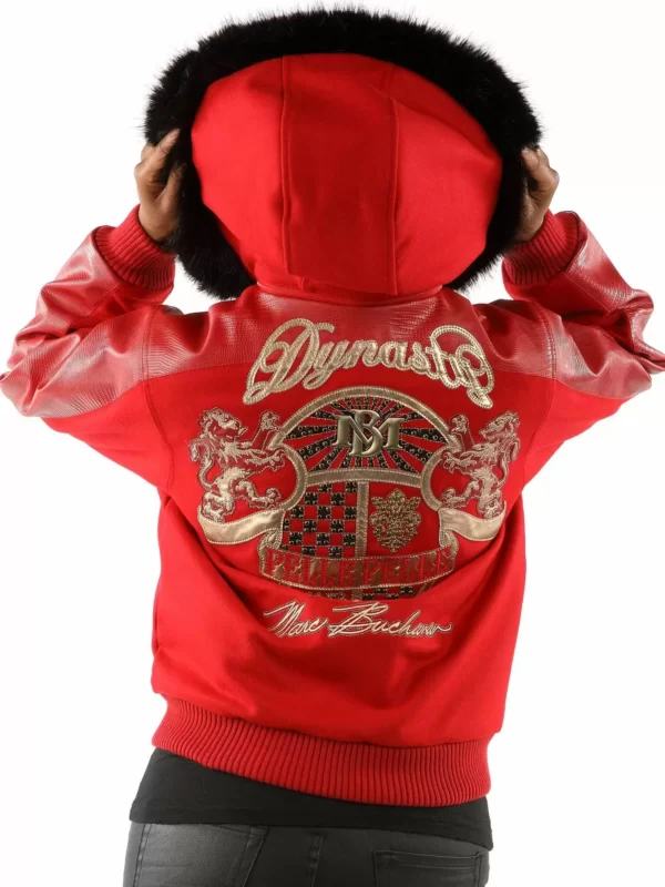 Pelle Pelle Royal Red Fur Hood Leather Jacket