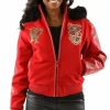 Pelle Pelle Royal Red Fur Hood Leather Jacket