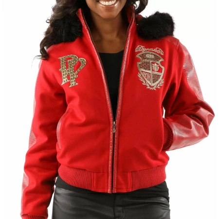 Pelle Pelle Royal Red Fur Hood Leather Jacket