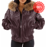 Pelle Pelle Purple Studded Fur Hood Jacket