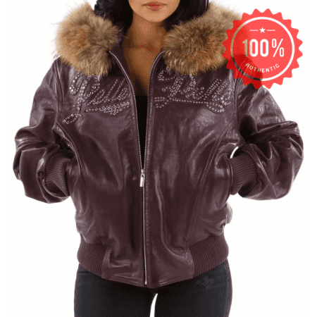 Pelle Pelle Purple Studded Fur Hood Jacket