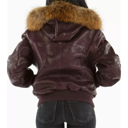 Pelle Pelle Purple Studded Fur Hood Jacket