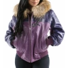 Pelle Pelle Purple Hooded Script Leather Jacket