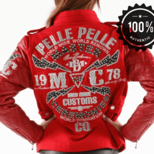 Pelle Pelle Red Studded Varsity Jacket