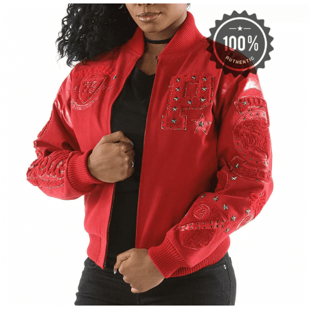 Pelle Pelle Red Zipper Varsity Jacket