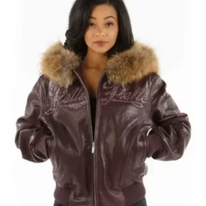 Pelle Pelle Purple Studded Fur Hood Jacket