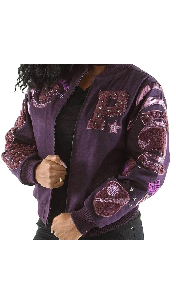 Pelle Pelle Purple P Crest Varsity Jacket