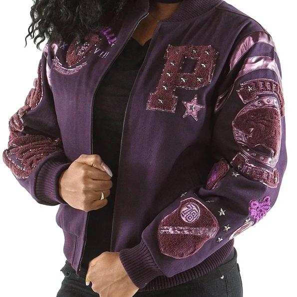 Pelle Pelle Purple P Crest Varsity Jacket