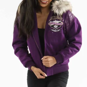 Purple Pelle Pelle MB Fur Hood Jacket view 2