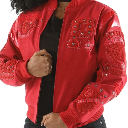 Pelle Pelle Red Zipper Varsity Jacket