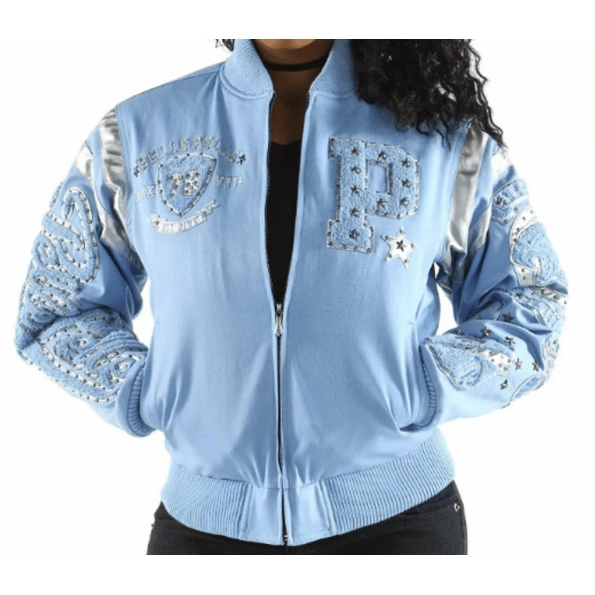 Pelle Pelle Blue Patches Varsity Jacket