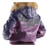 Pelle Pelle Purple Hooded Script Leather Jacket