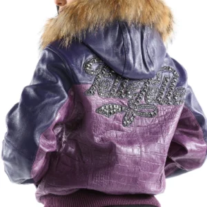 Pelle Pelle Purple Hooded Script Leather Jacket