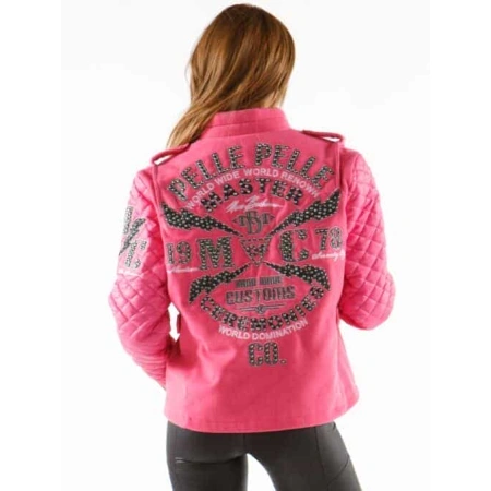 Pelle Pelle Pink Studded Varsity Jacket