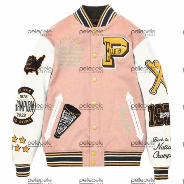 Pelle Pelle Light Pink Varsity Jacket