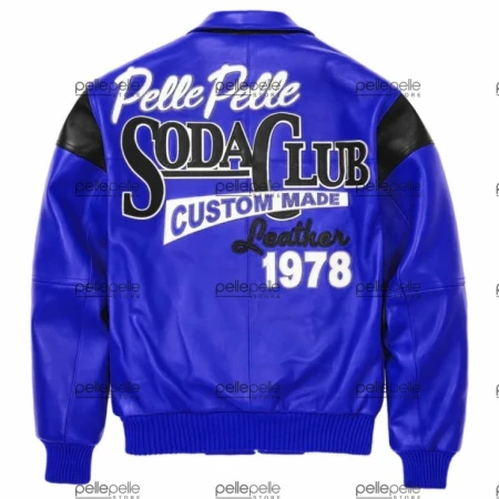 Navy Pelle Pelle Soda Club Leather Jacket