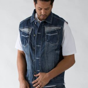 Bold Pelle Pelle Blue Sleeve Less Denim Jacket view 1
