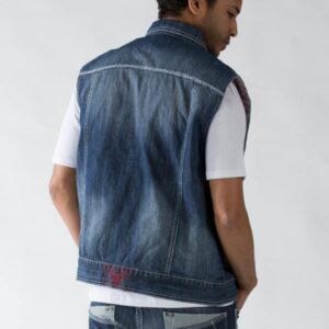 Bold Pelle Pelle Blue Sleeve Less Denim Jacket view 2