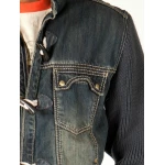 Blue Jeans Jacket With Gray Sleeves