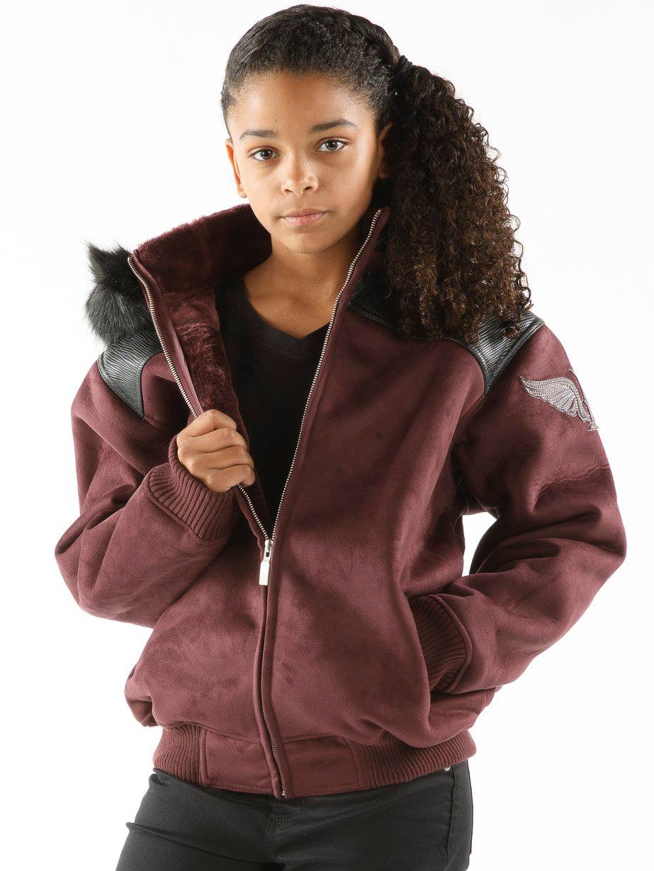 Pelle Pelle Kids Maroon Wings Hood Jacket