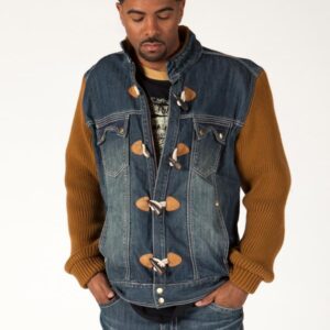 Authentic Pelle Pelle jeans jacket with brown sleeves