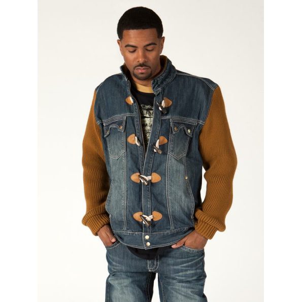 Pelle Pelle jean jacket with brown sleeves