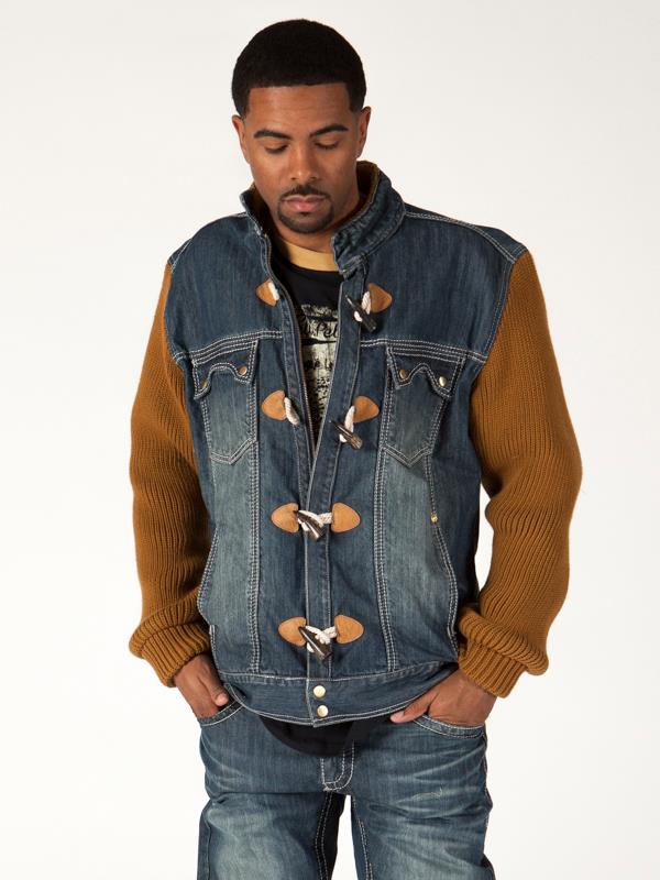 Authentic Pelle Pelle jeans jacket with brown sleeves