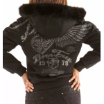 Black Pelle Pelle Flying Heart Wool Jacket