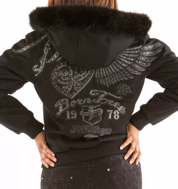 Black Pelle Pelle Flying Heart Wool Jacket