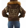 Brown Fur Hood Pelle Pelle Wool Jacket