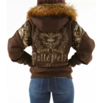 Brown Fur Hood Pelle Pelle Wool Jacket