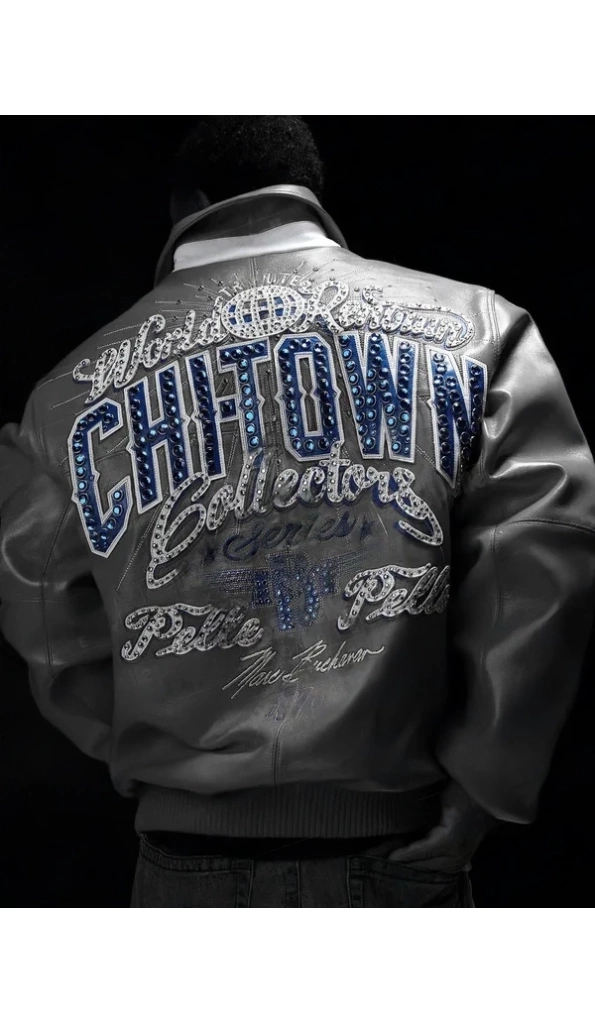 Grey Pelle Pelle Chi-Town Leather Jacket