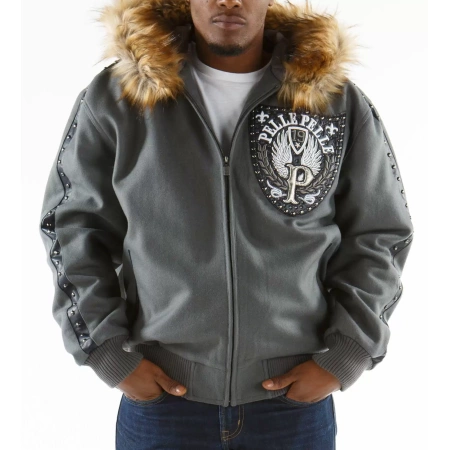 Grey Pelle Pelle Band of Brothers Hooded Jacket