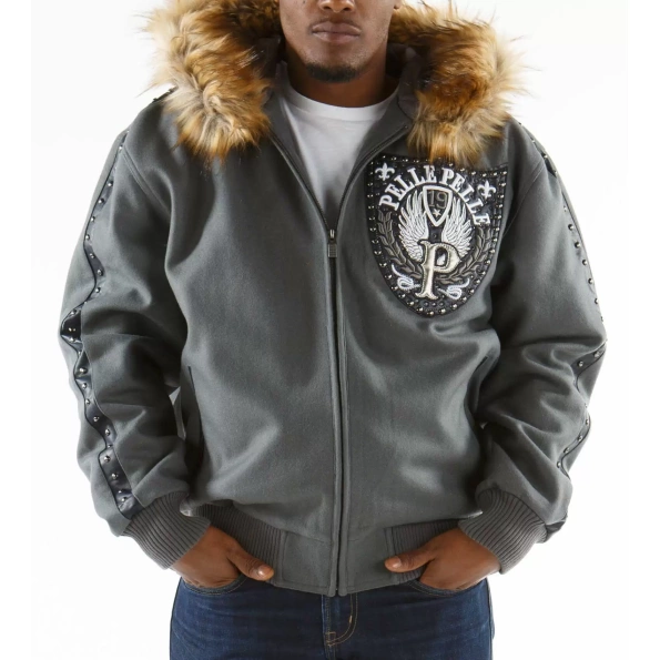 Grey Pelle Pelle Band of Brothers Hooded Jacket