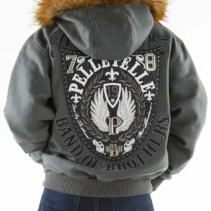 Grey Pelle Pelle Band of Brothers Hooded Jacket